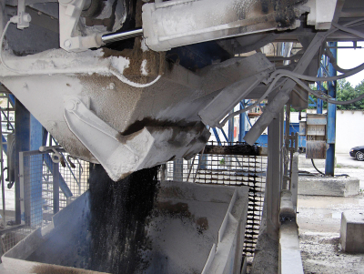 Close-up of asphalt loading
